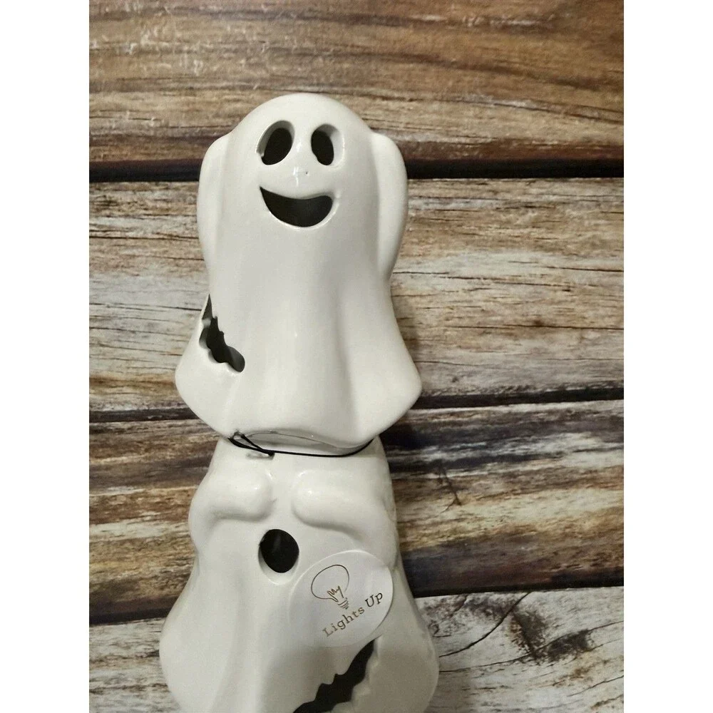 Light Up Stacked Ghosts  Hear No Evil See No Evil Speak No Evil Halloween Decor